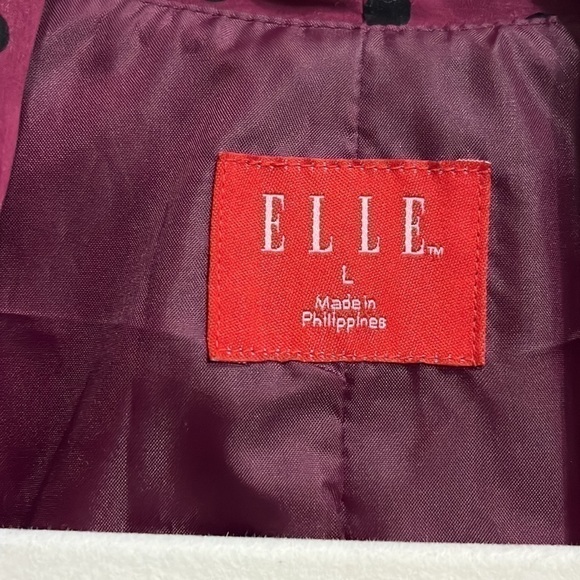 Elle Womens Purple Black Polka Dot Pleated Open Front Blazer Top Size Large - Picture 5 of 10